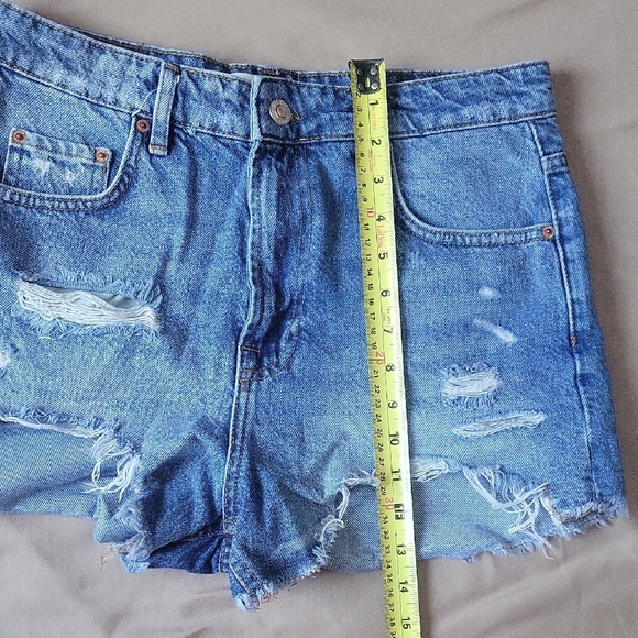 Zara Light Blue Ripped Jean Shorts - Picture 10 of 15